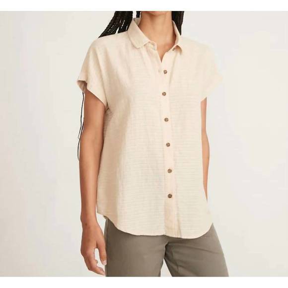 NEW MARINE LAYER dana short sleeve shirt in parchment - Picture 2 of 5